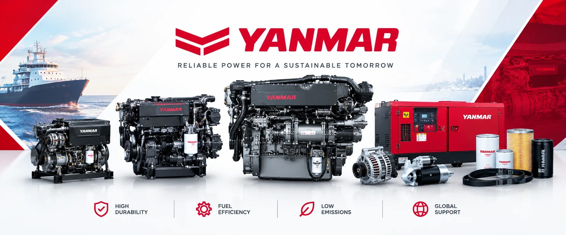 Yanmar marine diesel engine room